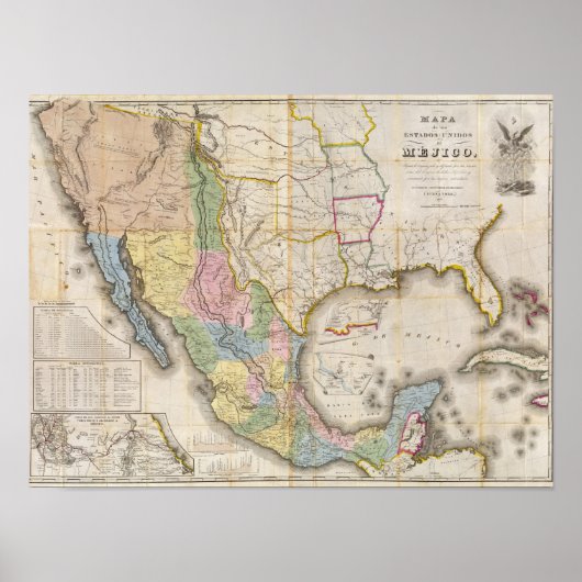 Mapa de los Estados Unidos de Mejico Poster (Voorkant)