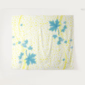 Mapelbladeren, aqua en gele polka-punten wandkleed (Voorkant (horizontaal))