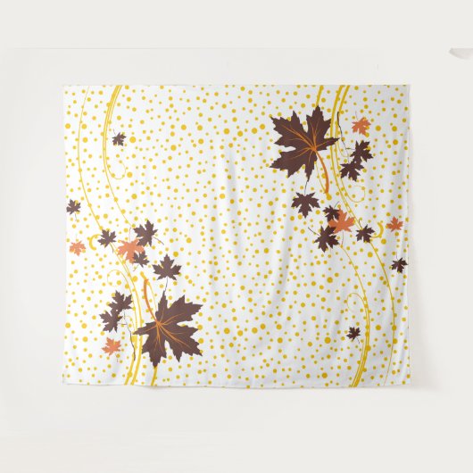 Mapelbladeren met bruine en gele poka-stippen wandkleed (Voorkant (horizontaal))