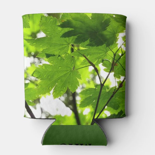 Mapelbladeren met regendruppels blikjeskoeler (Achterkant)