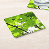 Mapelbladeren met regendruppels kartonnen onderzetters (Schuin)