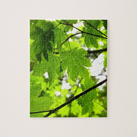 Mapelbladeren met regendruppels legpuzzel (Verticaal)