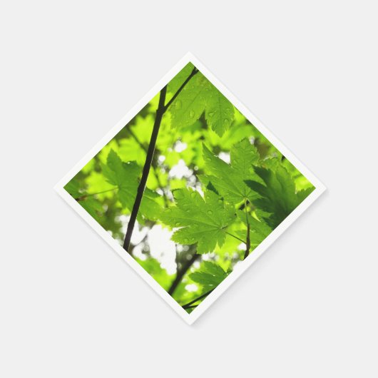 Mapelbladeren met regendruppels servet (Hoek)