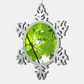 Mapelbladeren met regendruppels tin sneeuwvlok ornament (Rechts)