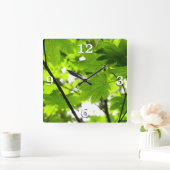 Mapelbladeren met regendruppels vierkante klok (Huis)