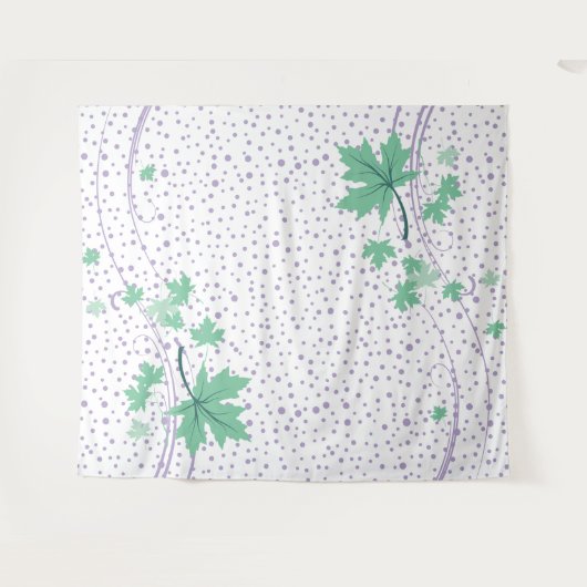 Mapelbladeren, mint- en lavendepolka-stippen wandkleed (Voorkant (horizontaal))