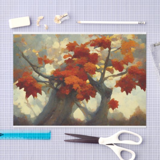 Mapelbomen in herfst schilderen tissuepapier (Craft)