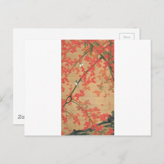 Mapelboom en kleine vogels van Ito Jakuchu Briefkaart (Voorkant / Achterkant)