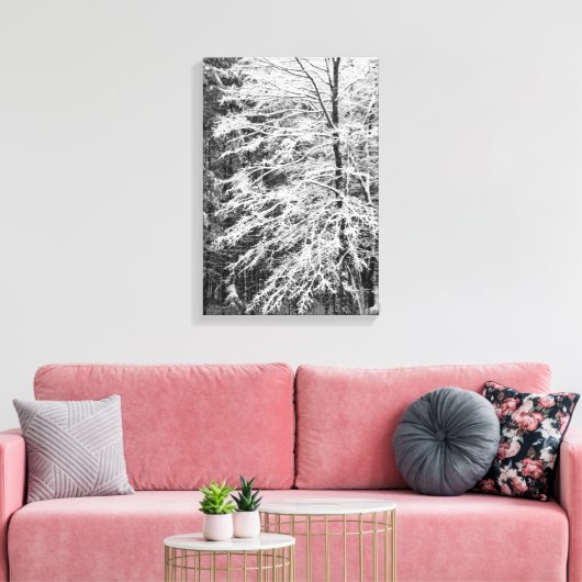 Mapelboom in sneeuw canvas afdruk (Insitu (Woonkamer))