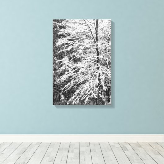 Mapelboom in sneeuw canvas afdruk (Insitu (Houten vloer))