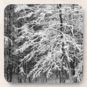 Mapelboom in sneeuw drankjes onderzetter