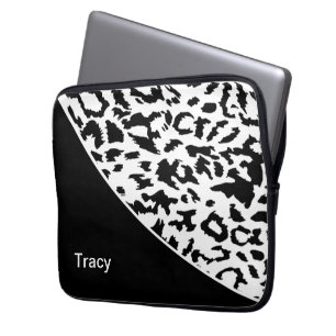 Maphoes voor dierenpatroonmonogram laptop sleeve
