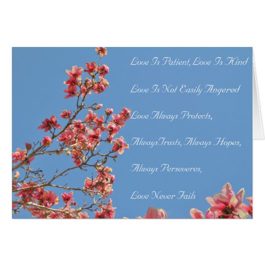 Mapkaart, Tulp Magnolia Tree met Love Verse (Voorkant Horizontaal)