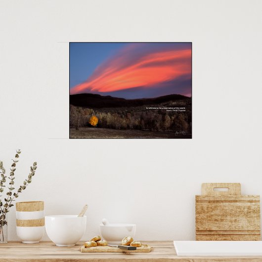 Maple Ablaze op Sunset: Thoreau Wildness Poster (Keuken)