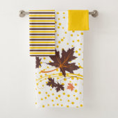Maple bladeren bruin en geel badkamer handdoek set (Insitu)