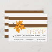 Maple bladeren en bruine strepen vallen bruiloft R RSVP Kaartje (Voorkant / Achterkant)