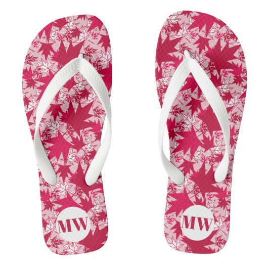 Maple bladeren op roze achtergrond teenslippers (Voetbed)