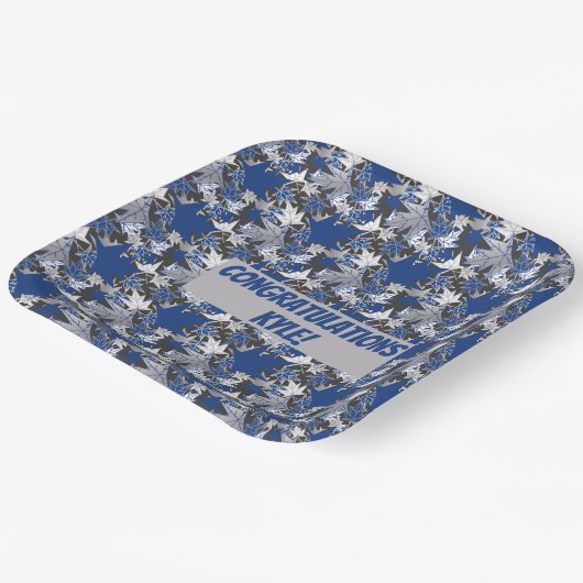 Maple Blauw op een Koolsteenachtergrond Papieren Bordje (Gebogen)