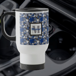 Maple Blauw op een Koolsteenachtergrond Reisbeker