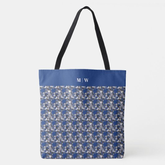 Maple Blauw op een Koolsteenachtergrond Tote Bag (Voorkant)