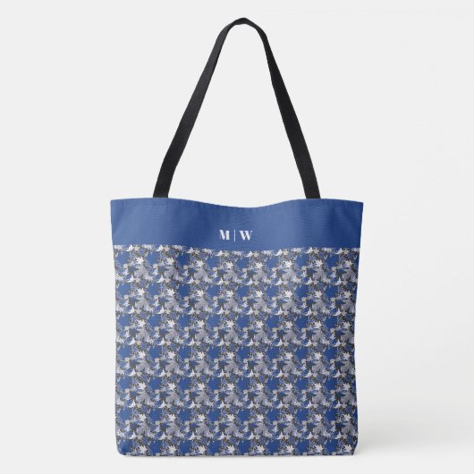 Maple Blauw op een Koolsteenachtergrond Tote Bag (Achterkant)