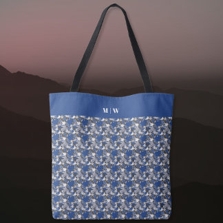 Maple Blauw op een Koolsteenachtergrond Tote Bag