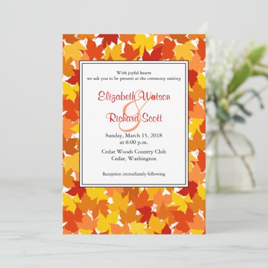 Maple boom Herfst bruiloft uitnodiging (Staand voorkant)