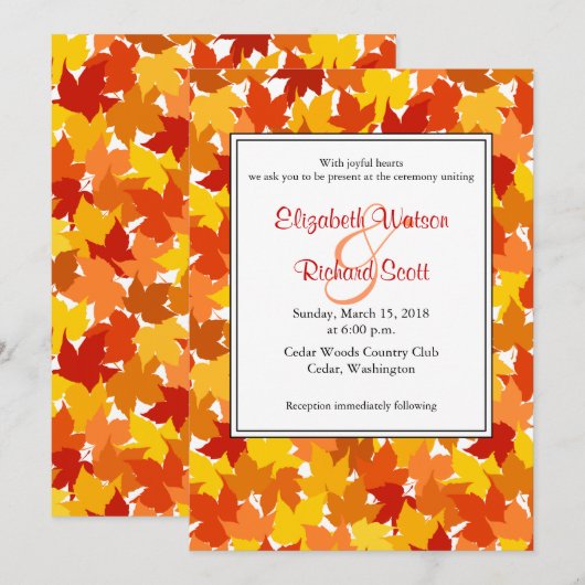 Maple boom Herfst bruiloft uitnodiging (Voorkant / Achterkant)