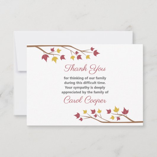 Maple Branch Funeral - Dank u Kaart (Voorkant)