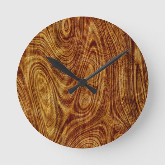 Maple Burlwood Natuur Tree Hood Effect Clock Ronde Klok (Voorkant)