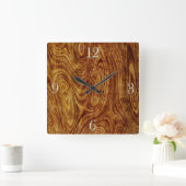 Maple Burlwood Natuur Tree Hood Effect Clock Vierkante Klok (Huis)