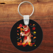 Maple Cat Autumn Maple Hallo Herfst Leaf Gift Wome Sleutelhanger (Voorkant)