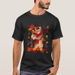 Maple Cat Autumn Maple Hello Fall Leaf Gift Women T-shirt