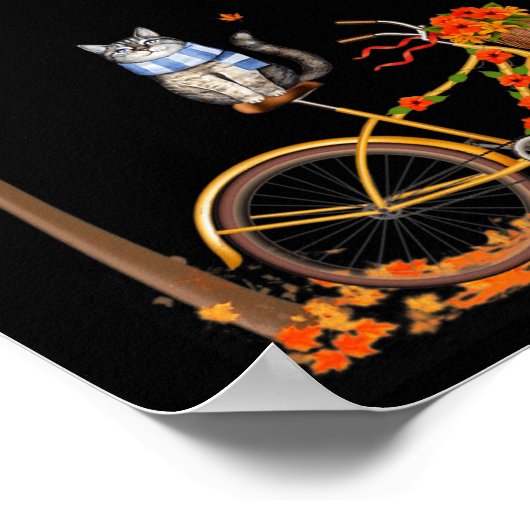 Maple Cat Bike Leaf Herfst Hallo Poster (Hoek)