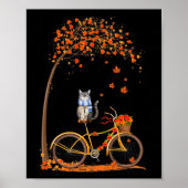 Maple Cat Bike Leaf Herfst Hallo Poster (Voorkant)