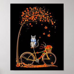 Maple Cat Bike Leaf Herfst Hallo Poster