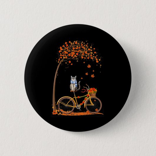 Maple Cat Bike Leaf Herfst Hallo Ronde Button 5,7 Cm (Voorkant)