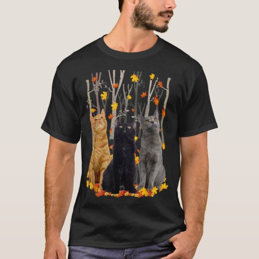 Maple Cat Leaf Herfst Hallo Autumn Funny Kat T-shirt (Voorkant)