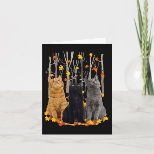Maple Cat Leaf Herfst Hallo Kat Kaart (Voorkant)