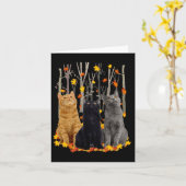 Maple Cat Leaf Herfst Hallo Kat Kaart (Gele Bloem)