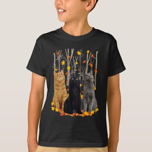Maple Cat Leaf Herfst Hallo Kat T-shirt (Voorkant)