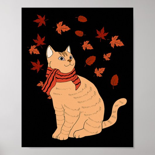 Maple Cat Leaf Herfst Hallo Poster (Voorkant)