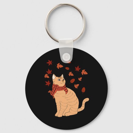 Maple Cat Leaf Herfst Hallo Sleutelhanger (Voorkant)