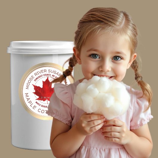 Maple Cotton Candy Gold Border Red Maple Leaf Ronde Sticker