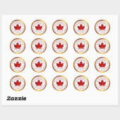Maple Cotton Snoep Copper Border Red Maple Leaf Ronde Sticker (Vel)
