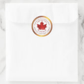 Maple Cotton Snoep Copper Border Red Maple Leaf Ronde Sticker (Tas)