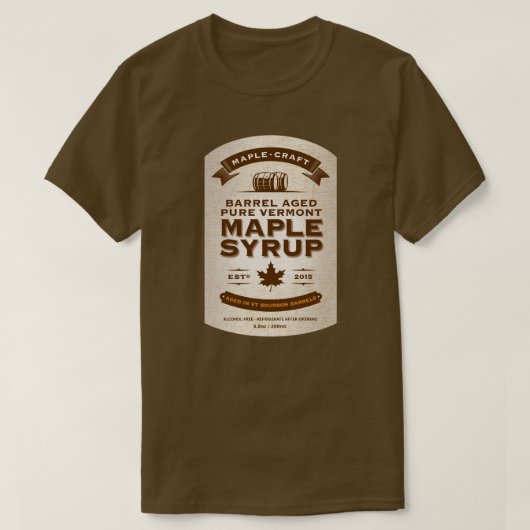 Maple Craft Bourbon Barrel Aged Maple Syrup Label T-shirt (Design voorkant)