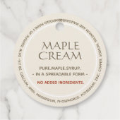 Maple Cream Maple Syrup productetiket Label (Achterkant)