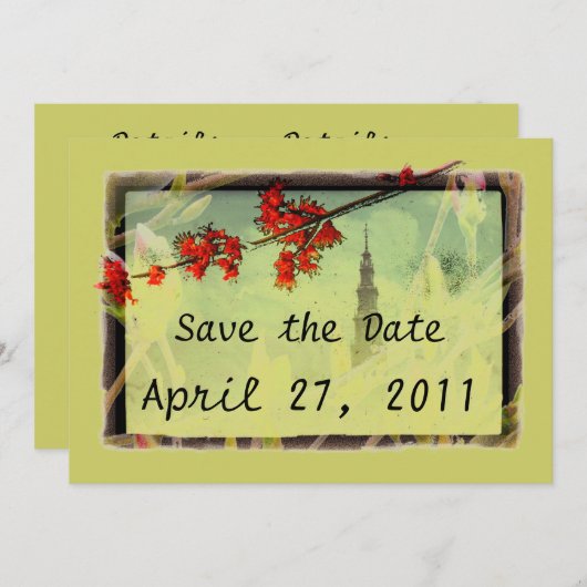 Maple en Magnolia Blossom Save The Date (Voorkant / Achterkant)
