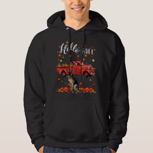 Maple German Shepherd Dog Leaf Herfst Autumn Red T Hoodie (Voorkant)